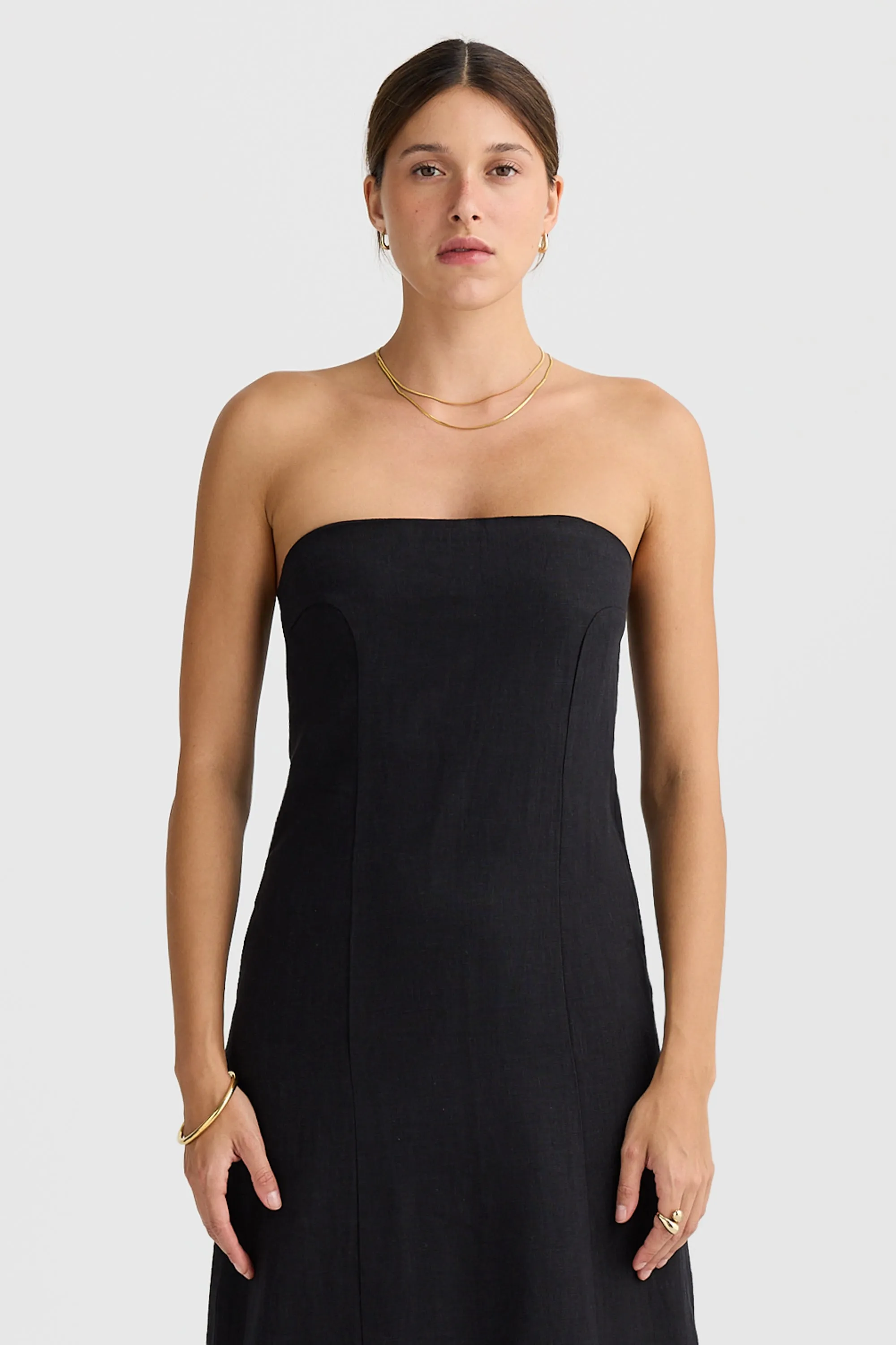 Lola Strapless Midi Dress Black