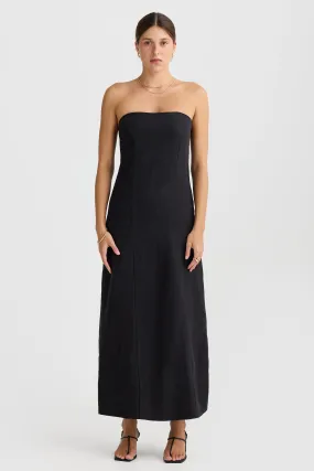 Lola Strapless Midi Dress Black