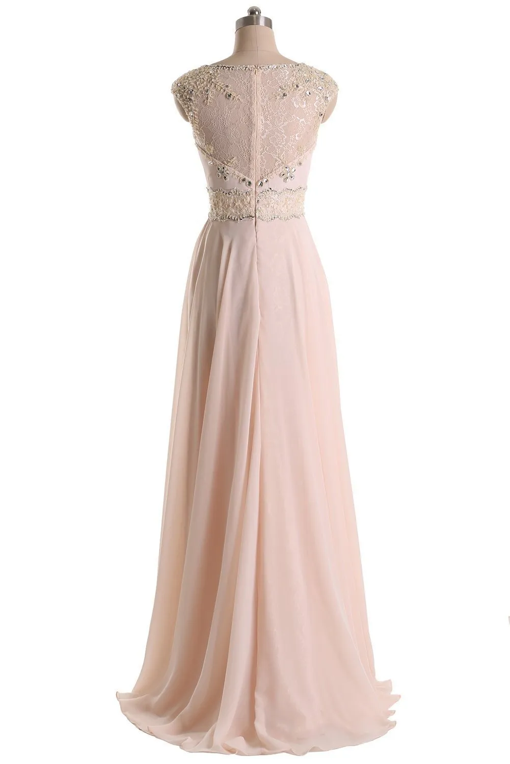 Long Prom Dresses Jewel Chiffon and Lace Bridesmaid Party