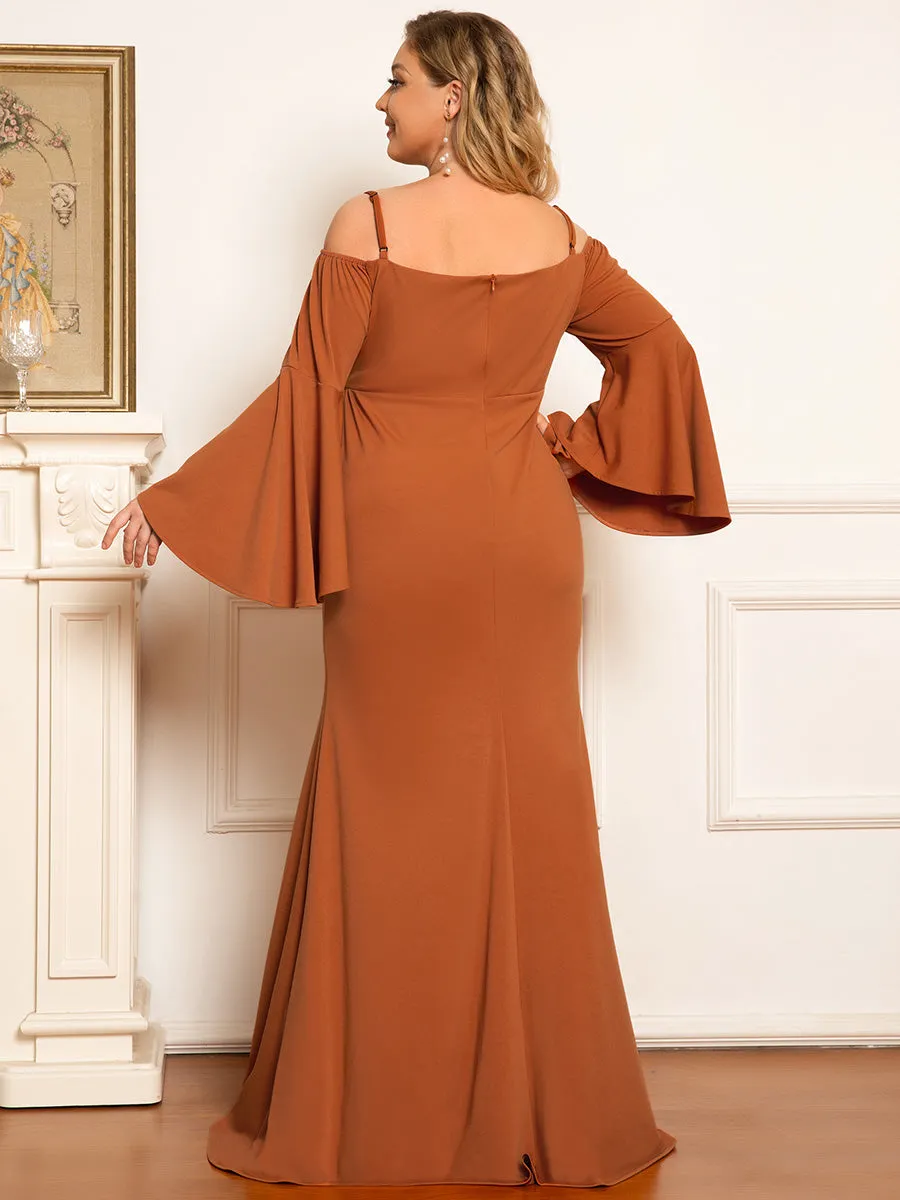 Long Ruffles Sleeves Fishtail Wholesale Maternity Dresses