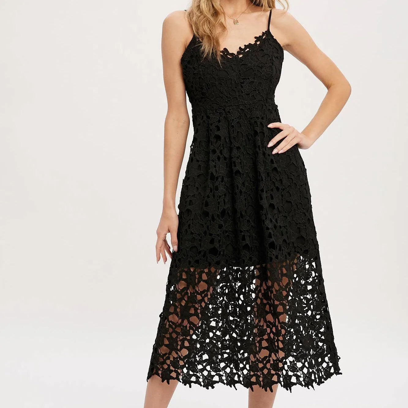 Marybeth Crochet Dress BLACK