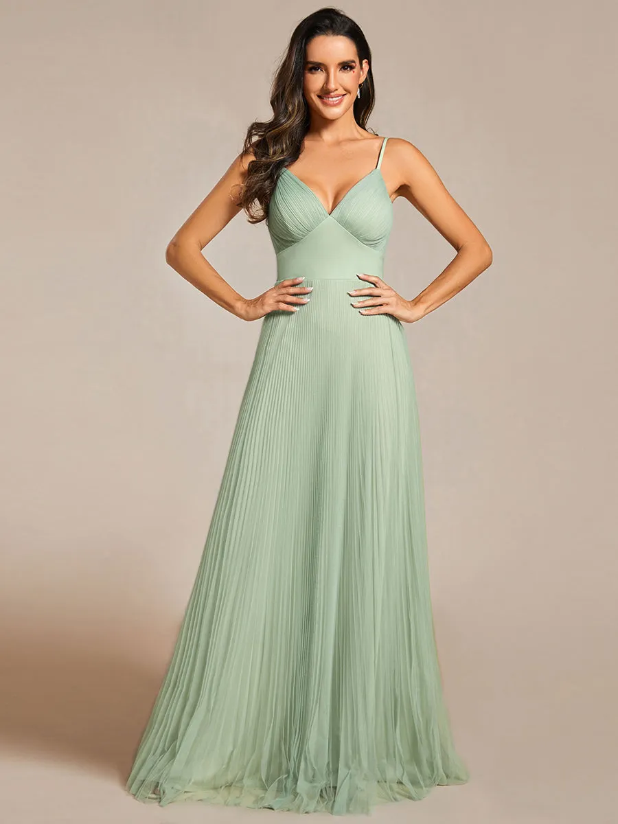 Mesh Contrast Bridesmaids Dresses With Spaghetti Straps