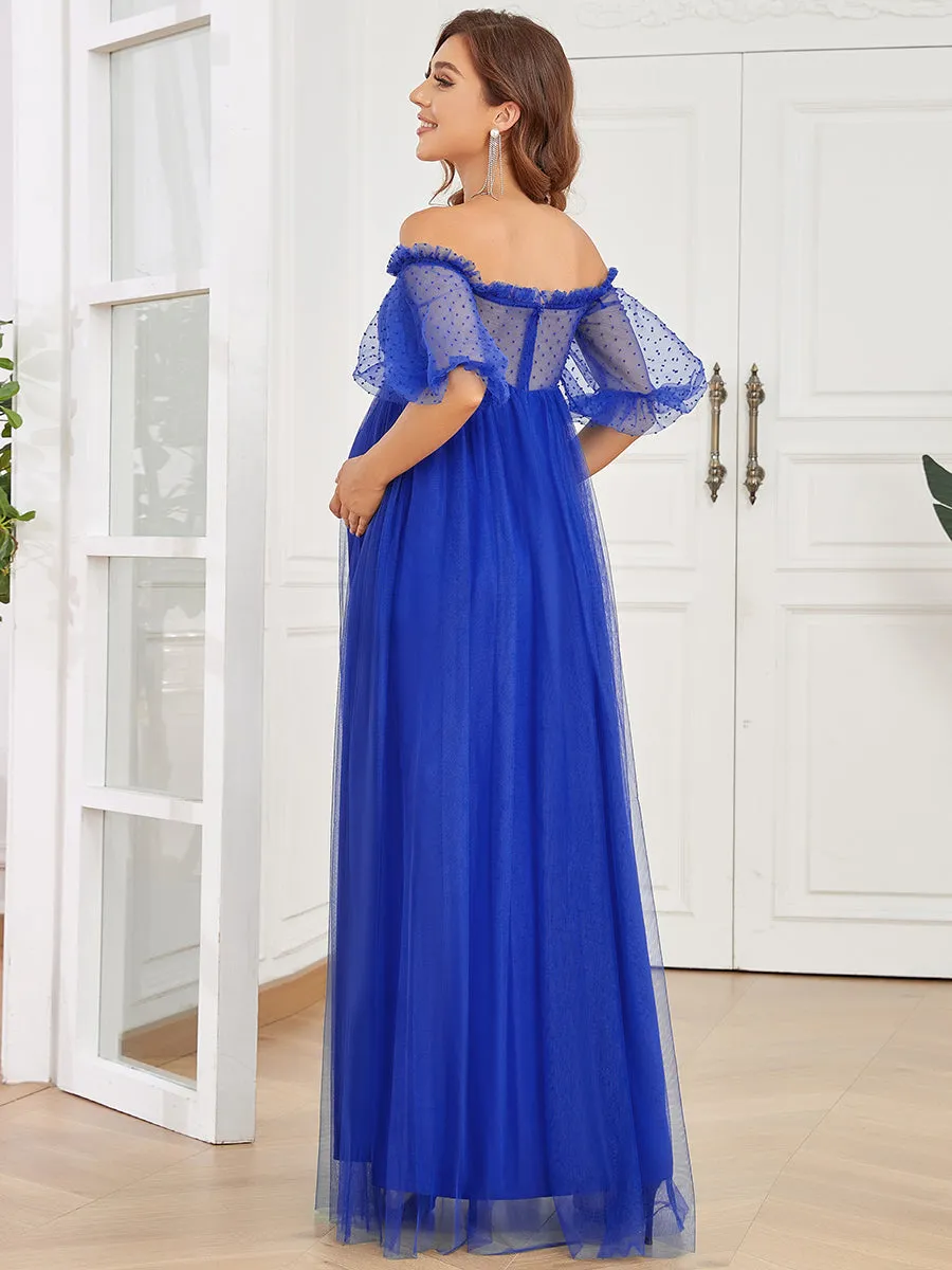 Off Shoulders Puff Sleeves A Line Wholesale Maternity Dresses