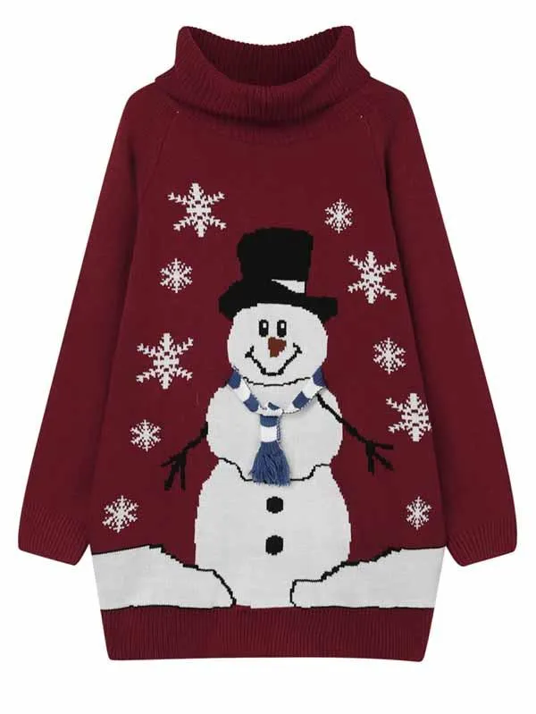 Pinkqueen Ugly Christmas Sweater Turtleneck Dresses For Women