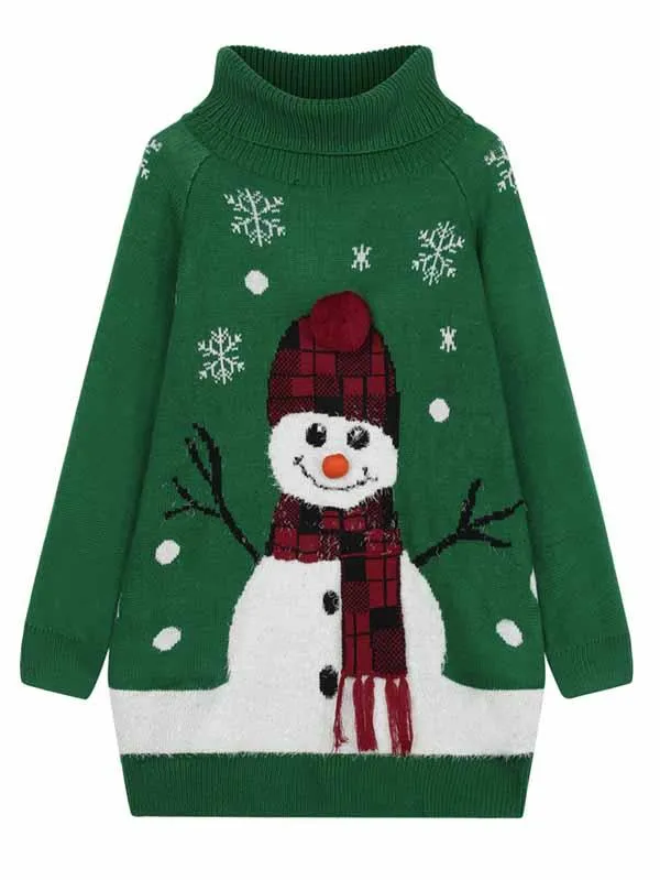 Pinkqueen Ugly Christmas Sweater Turtleneck Dresses For Women