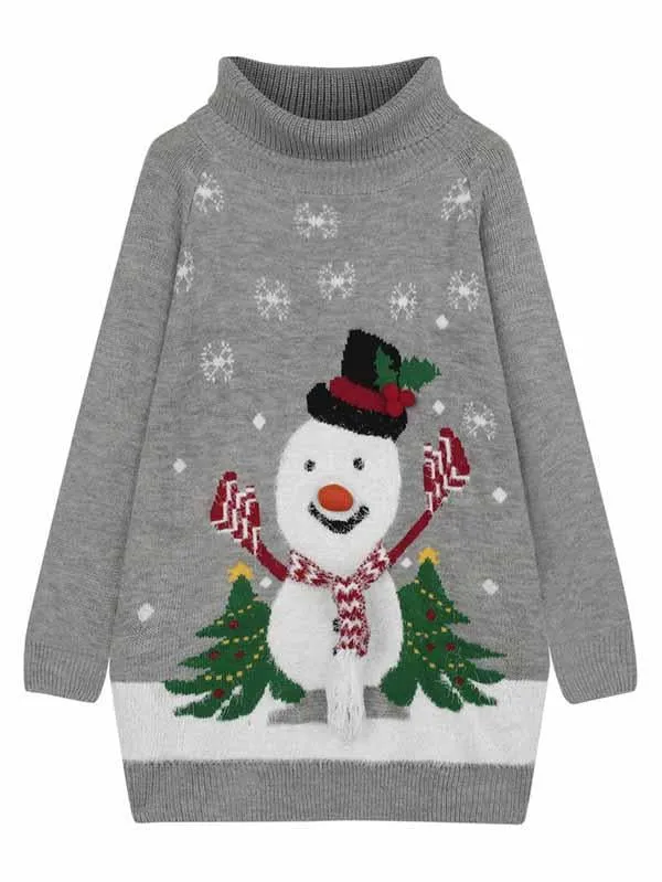 Pinkqueen Ugly Christmas Sweater Turtleneck Dresses For Women