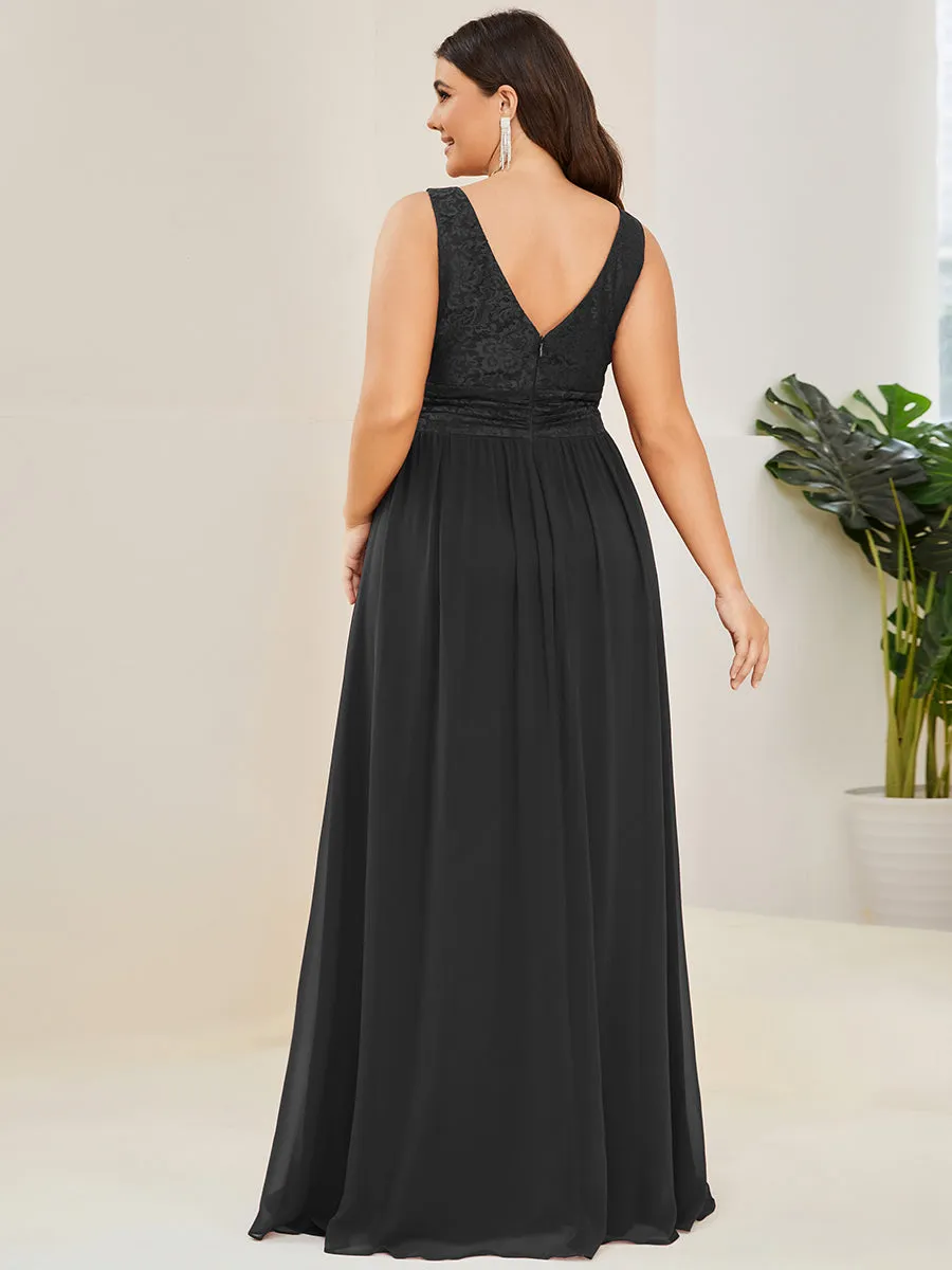 Plus Deep V Neck A Line Sleeveless Wholesale Bridesmaid Dresses