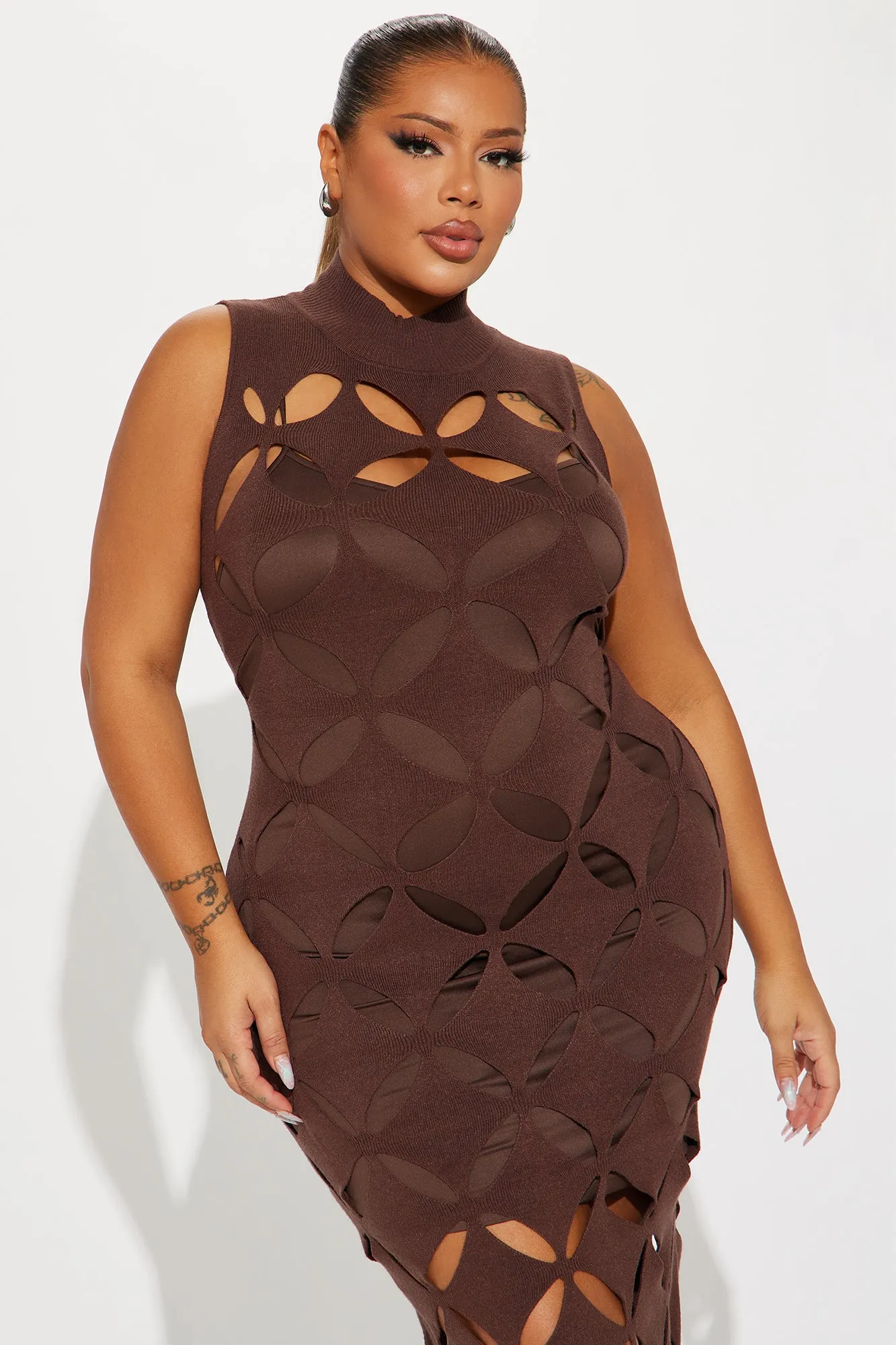 Rebecca Sweater Maxi Dress - Chocolate