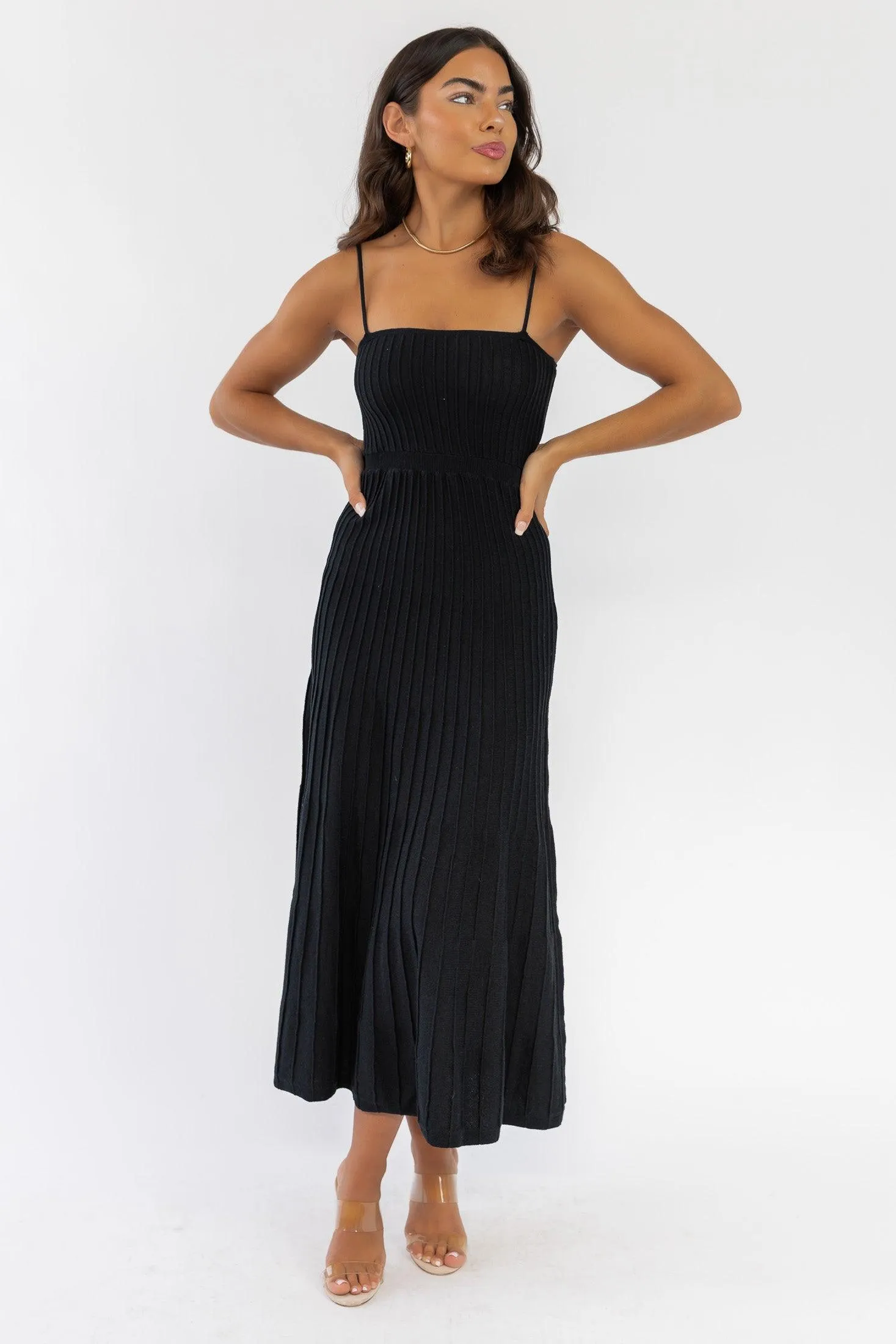 Rosalie Black Knit Maxi Dress