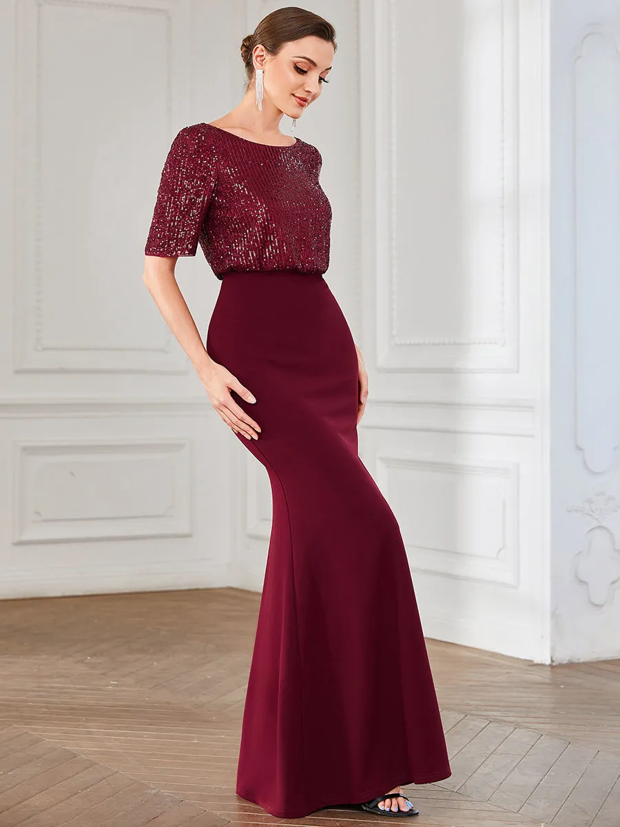 Round Neck Fishtail Wholesale Evening Dresses with Half Sleeves