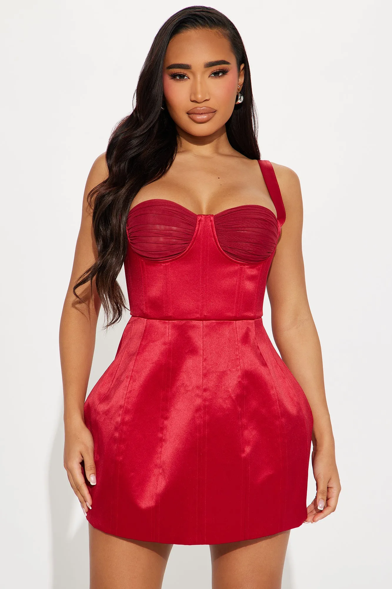 Selma Twill Mini Dress - Red