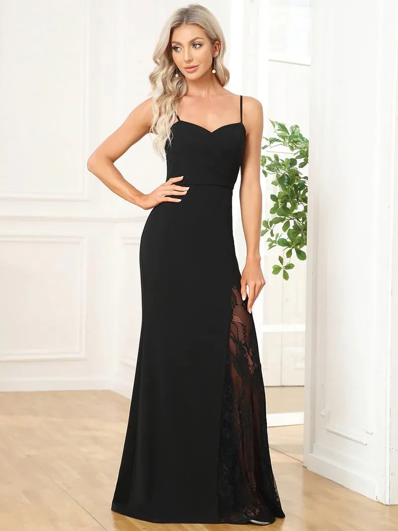 Sexy Spaghetti Straps V Neck Fishtail Evening Dresses