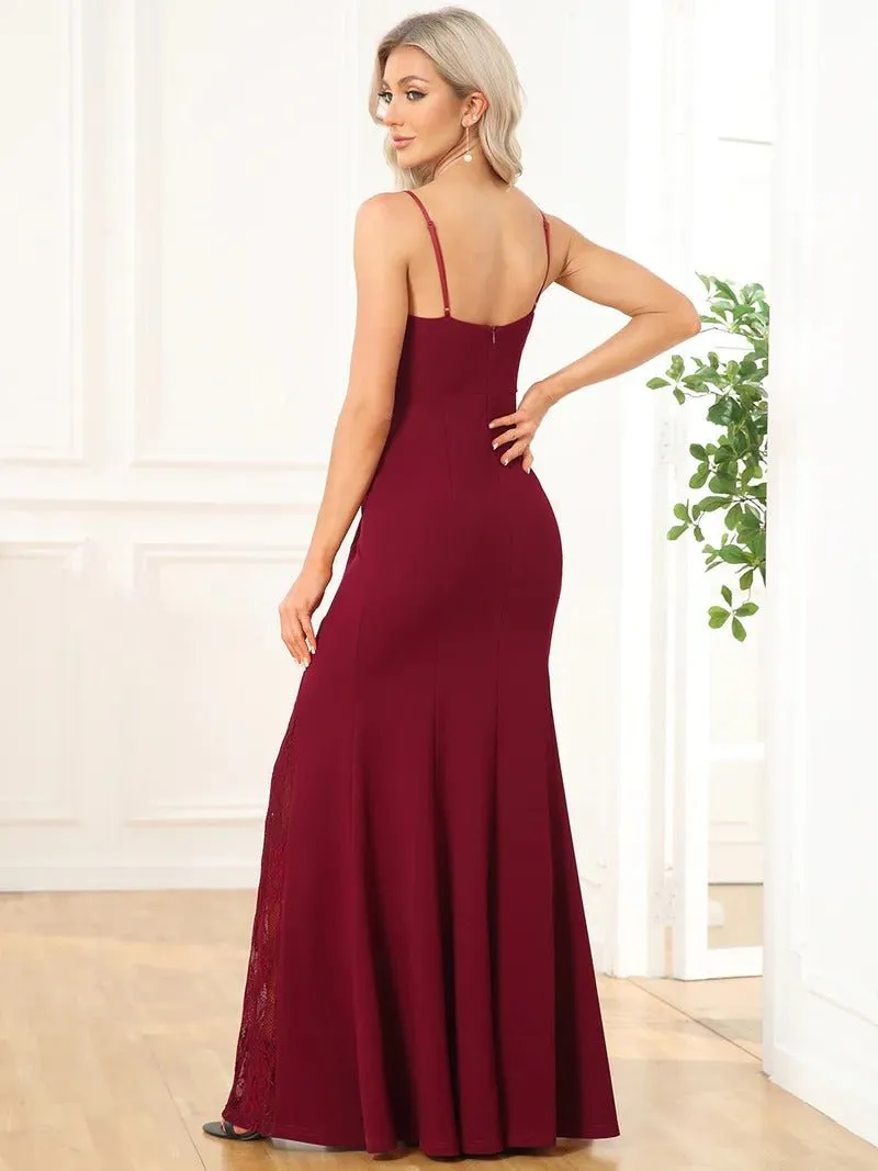 Sexy Spaghetti Straps V Neck Fishtail Evening Dresses