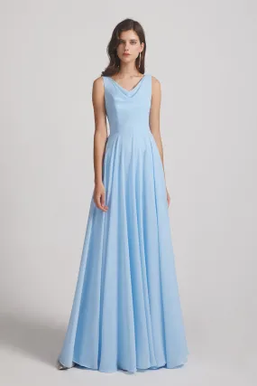 Sleeveless Cowl Chiffon A-Line Bridesmaid Dresses (AF0051)