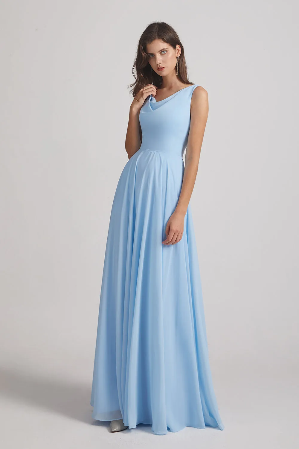 Sleeveless Cowl Chiffon A-Line Bridesmaid Dresses (AF0051)