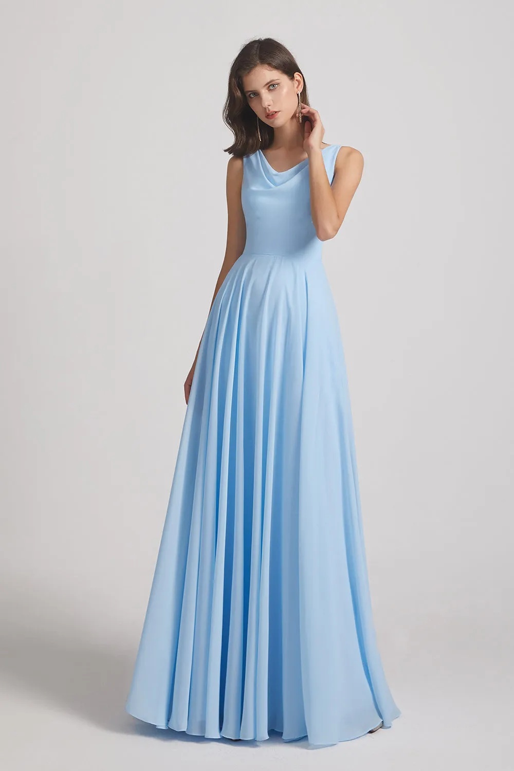 Sleeveless Cowl Chiffon A-Line Bridesmaid Dresses (AF0051)