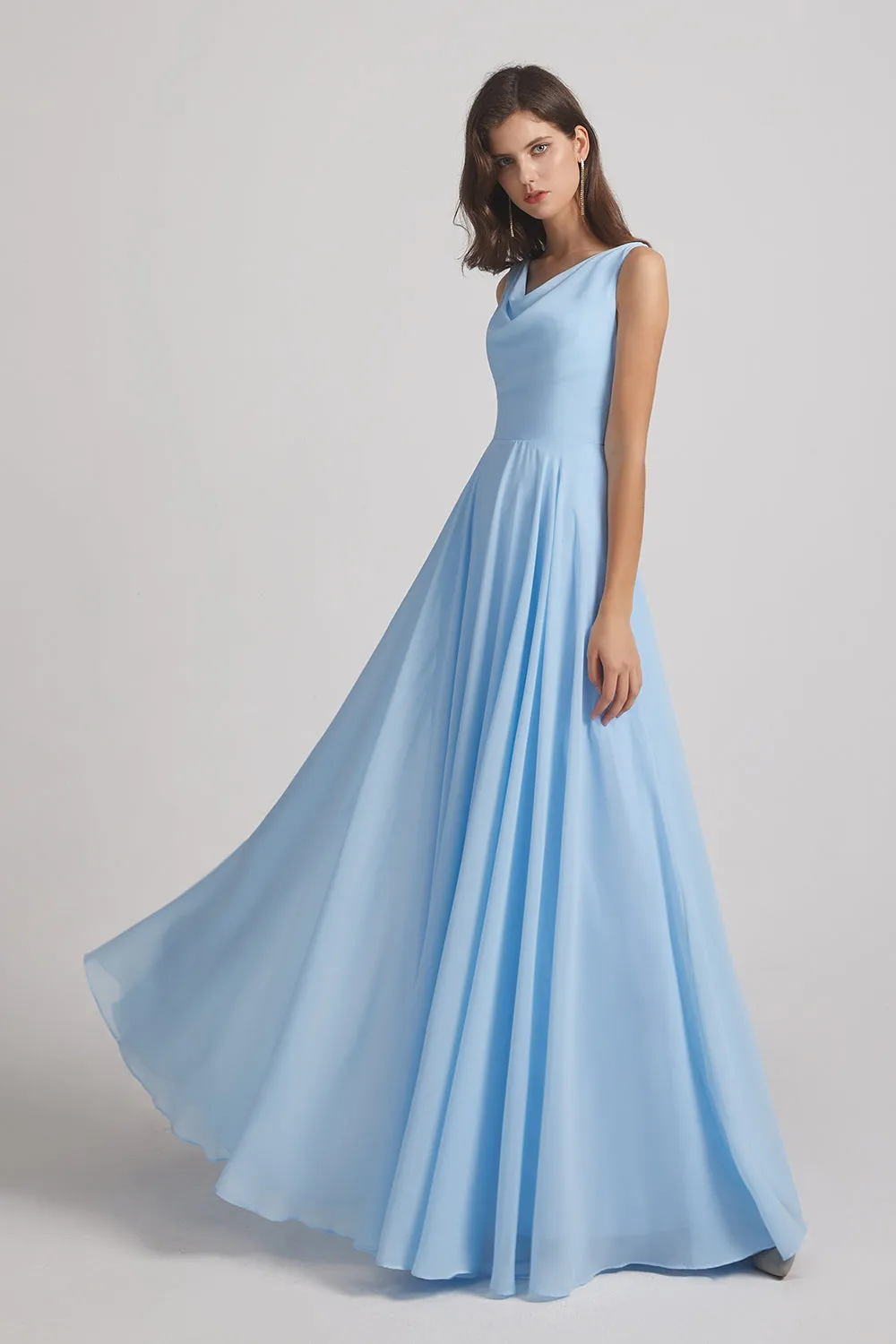 Sleeveless Cowl Chiffon A-Line Bridesmaid Dresses (AF0051)