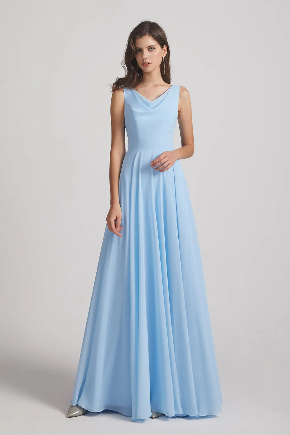 Sleeveless Cowl Chiffon A-Line Bridesmaid Dresses (AF0051)