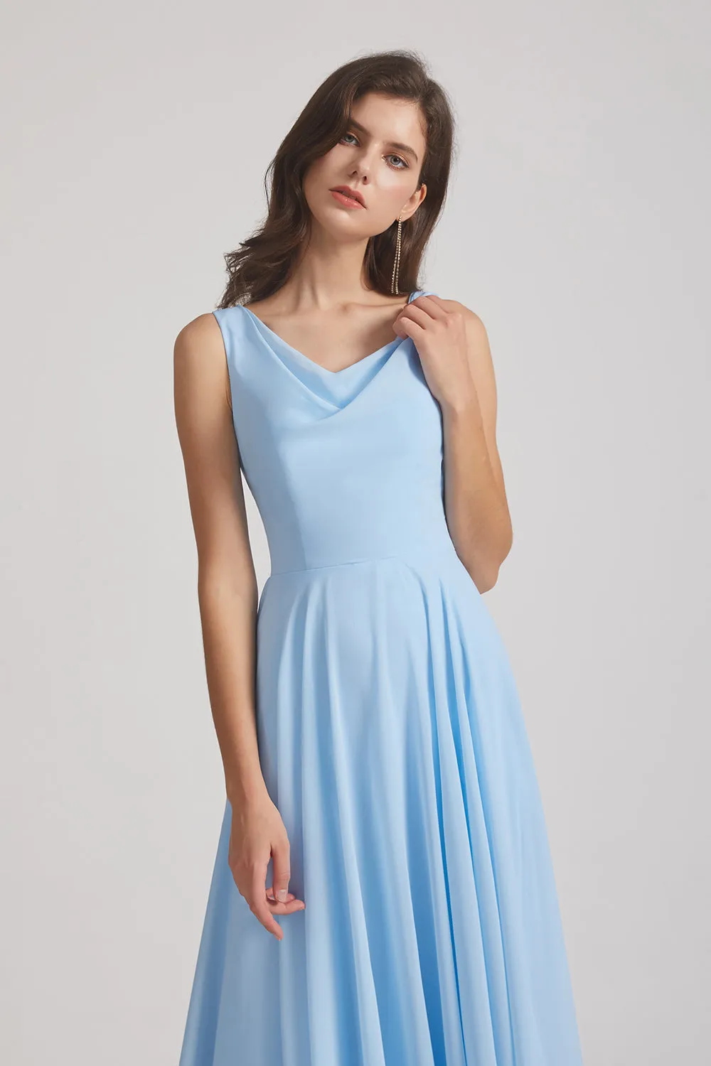 Sleeveless Cowl Chiffon A-Line Bridesmaid Dresses (AF0051)