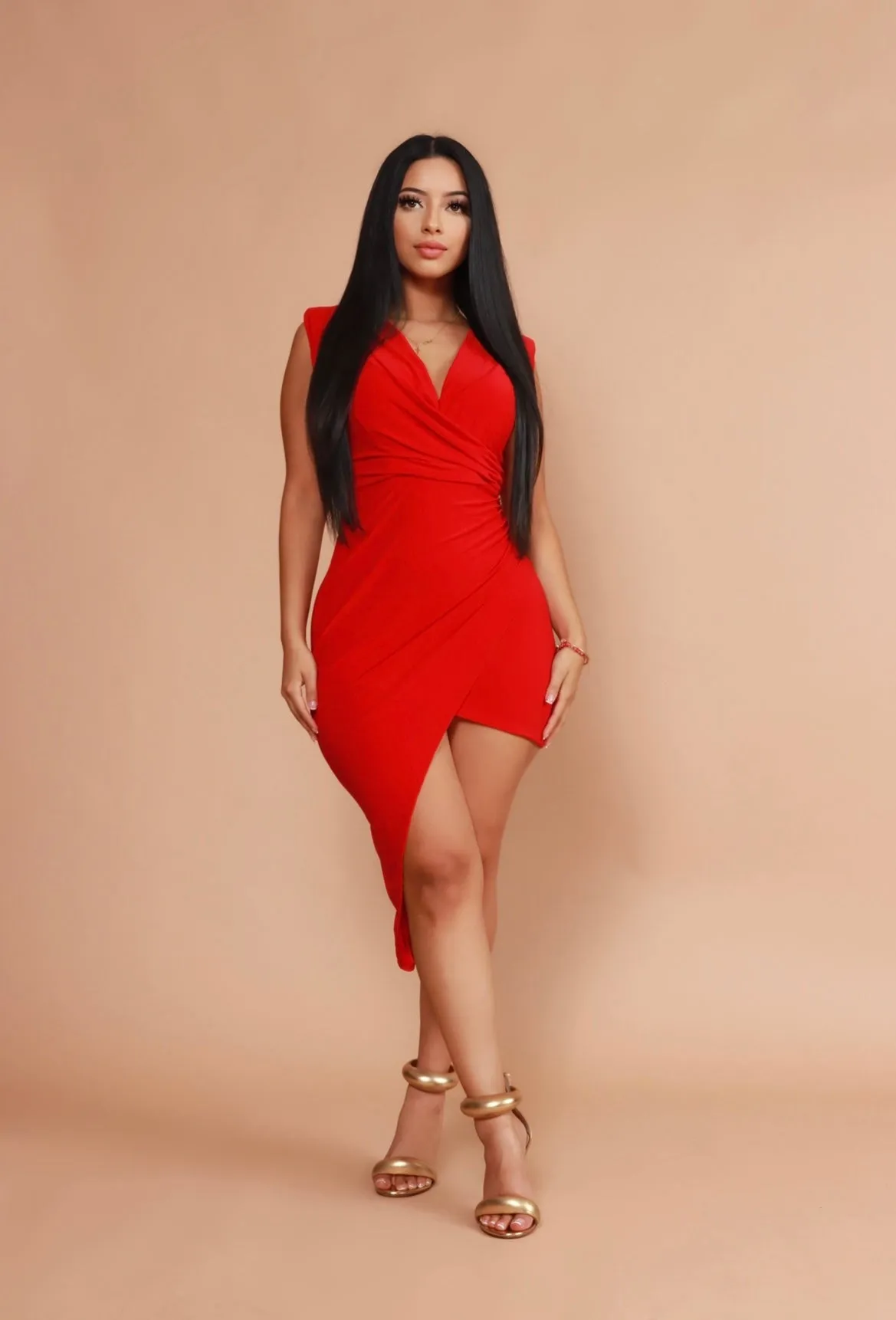 Stacey Red High-Low Dress