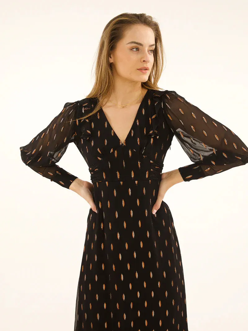 Stardust Prairie Dress-Black Confetti