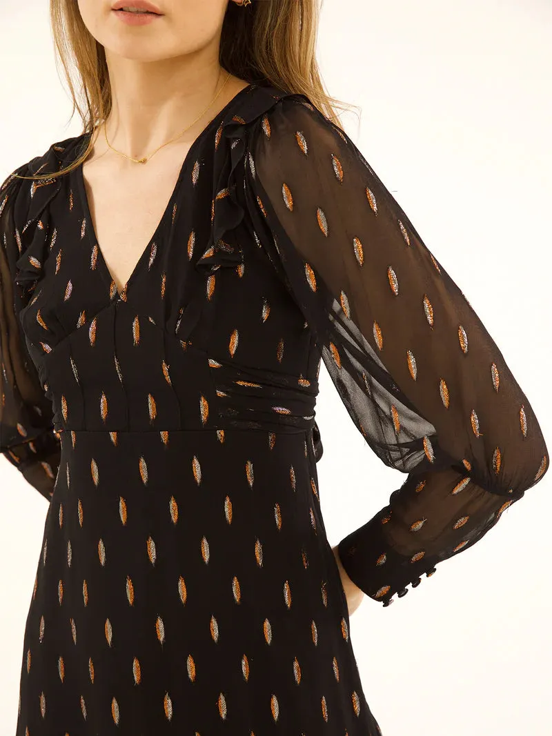 Stardust Prairie Dress-Black Confetti