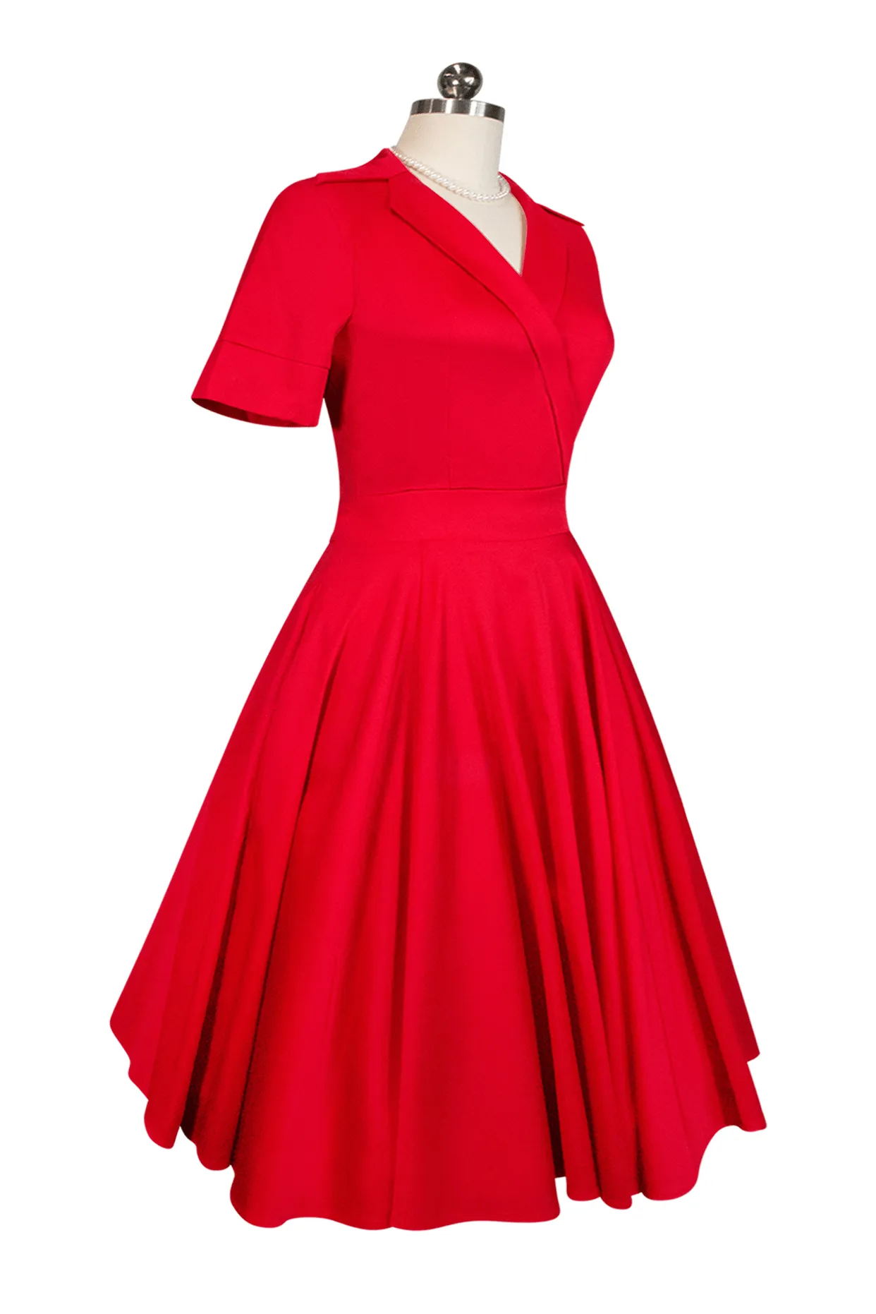 Tea Rose Collar Dress (Red)