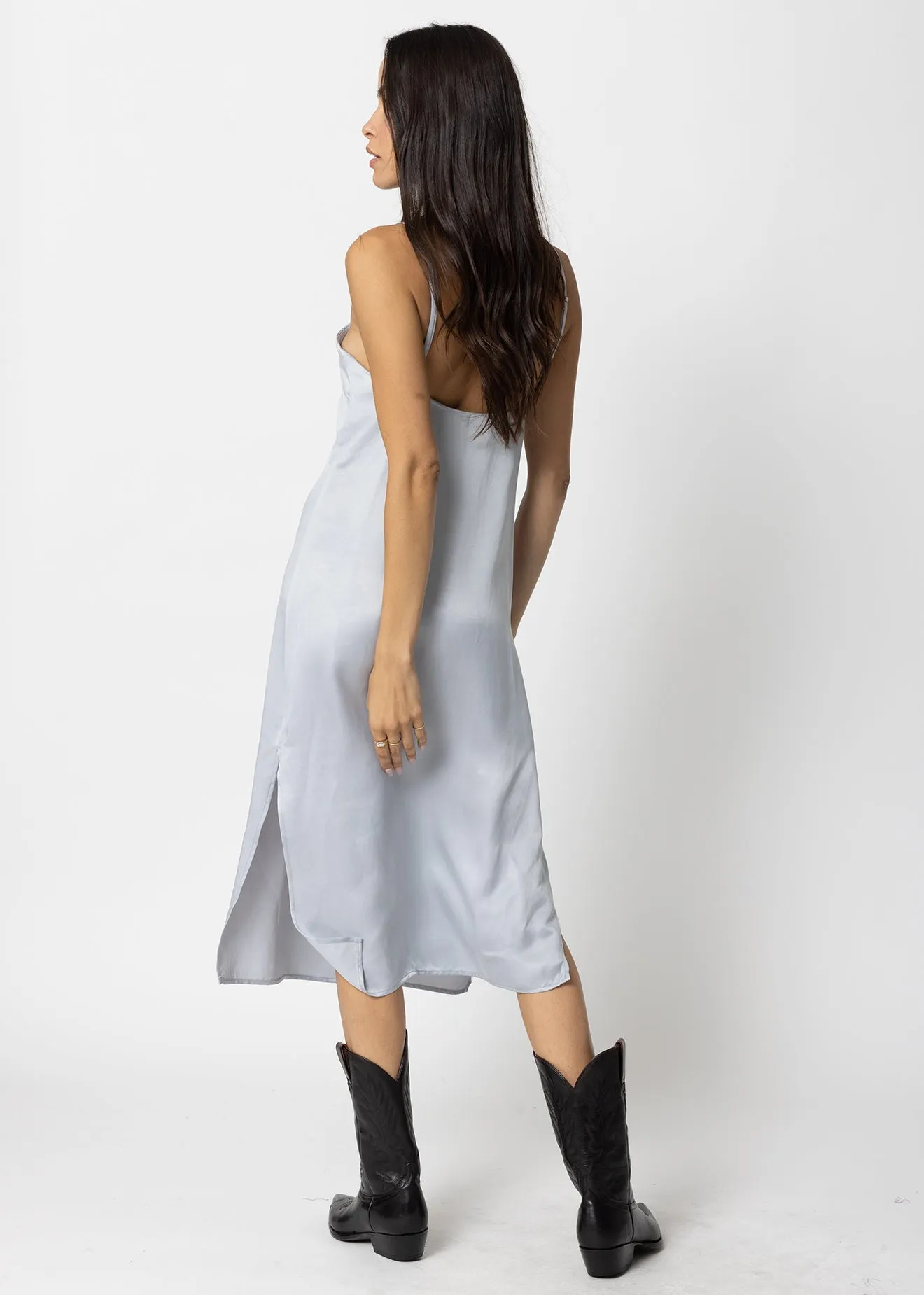 THE CUPRO SILKY SLIP MIDI DRESS