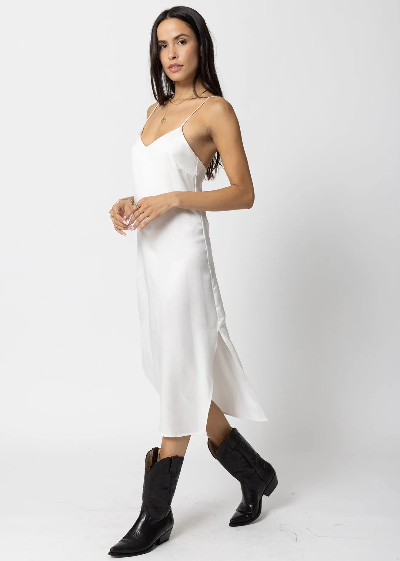 THE CUPRO SILKY SLIP MIDI DRESS