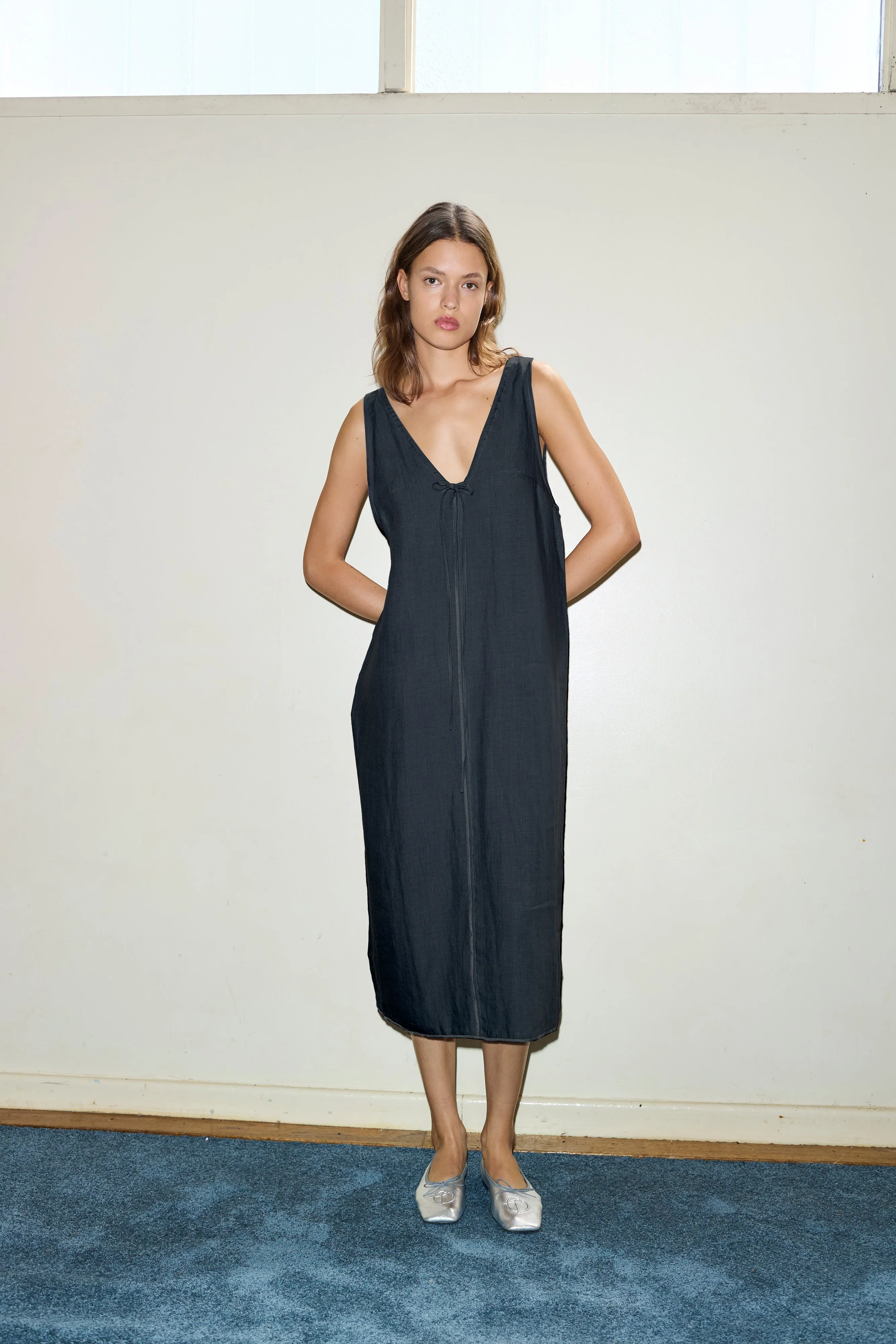 The Tie Slip Dress - Black