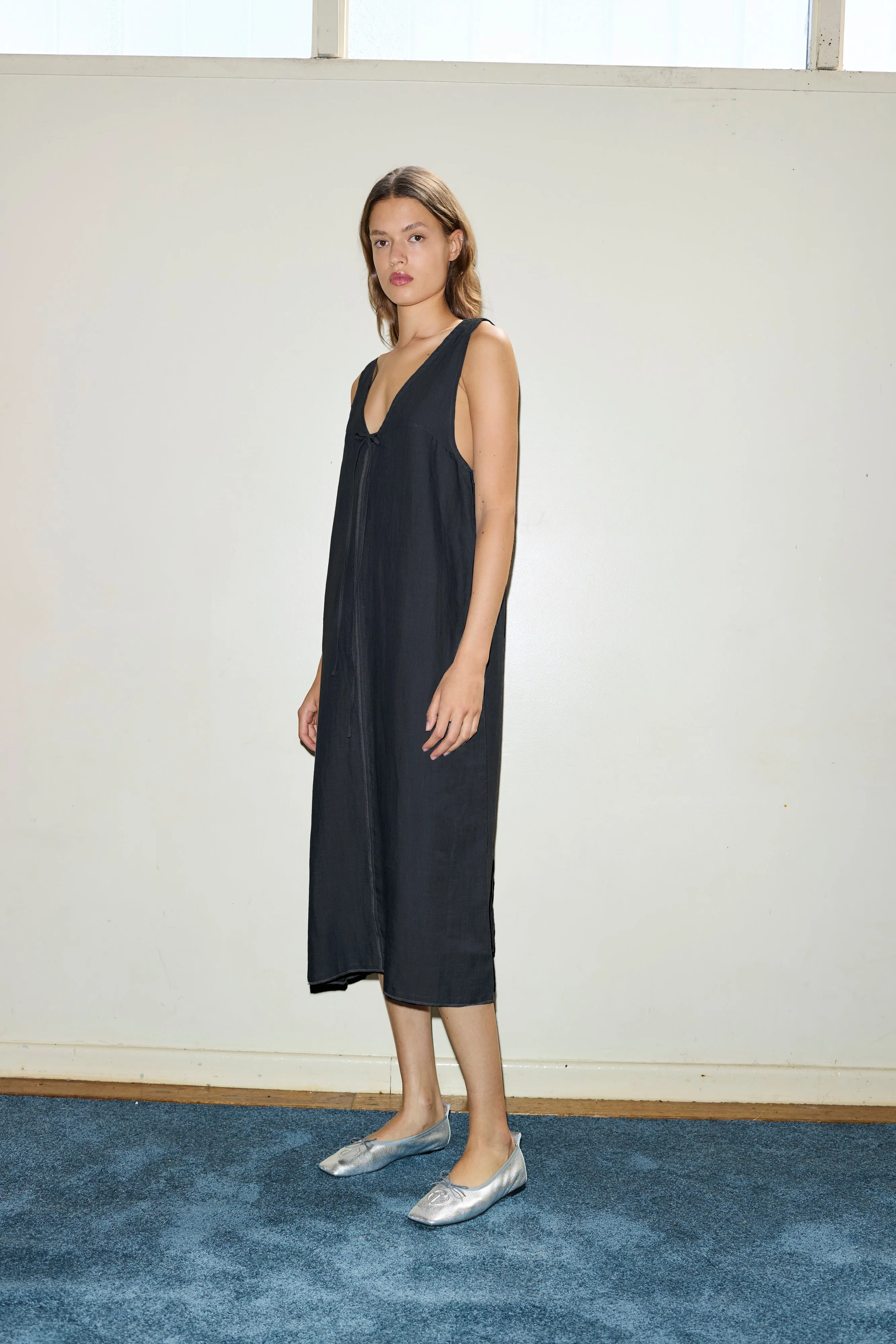 The Tie Slip Dress - Black