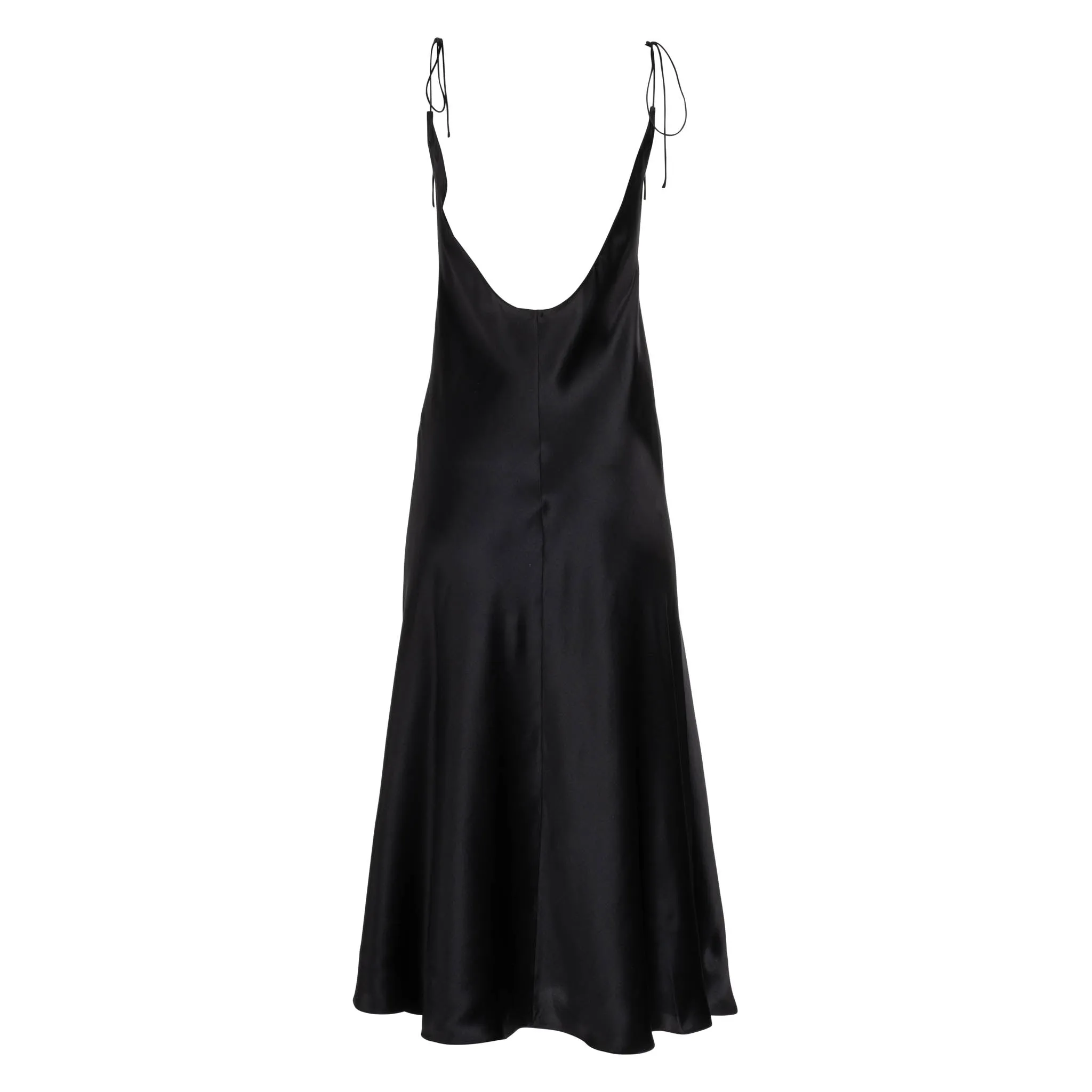 Tie Strap Noir Midi Slip Dress