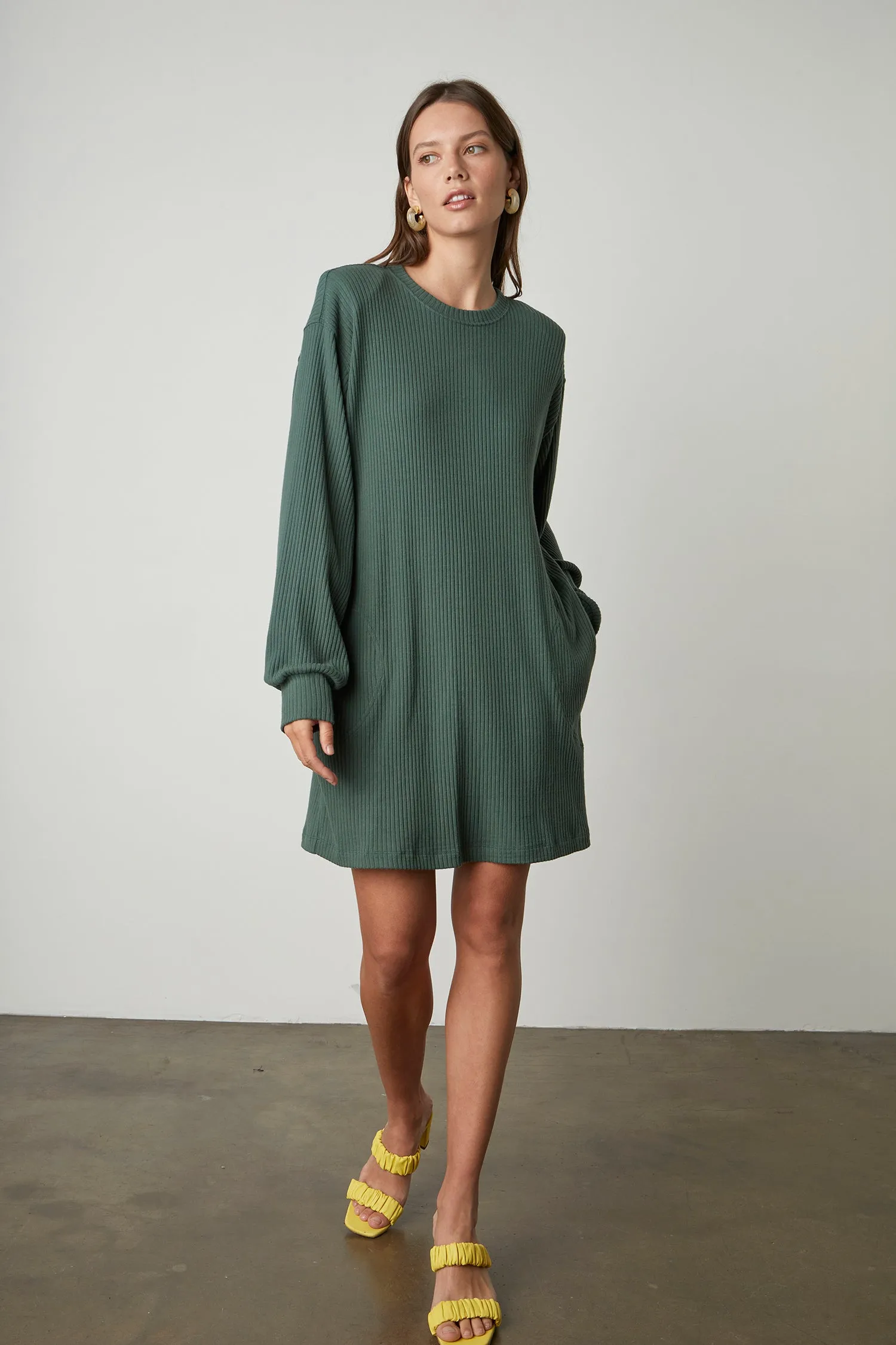 Velvet Women's Lux Rib Sweater Dress - CYPRESS