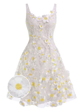 White 1950s Daisy Dreamer Vintage Dress